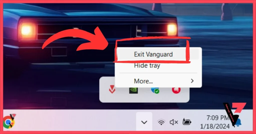 Select Exit Vanguard.